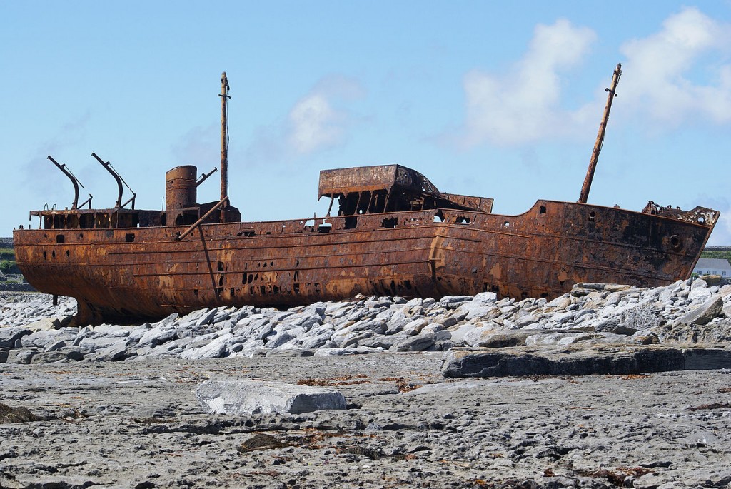 MV Plassey, wrecked on Inisheer, Aran Islands, Ireland (source: wiki)