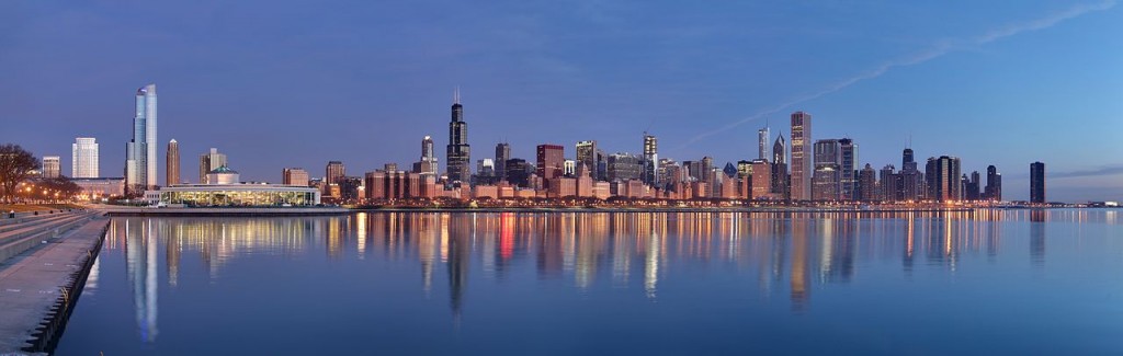 Chicago skyline from lake Michigan